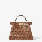 FENDI Peekaboo ISeeU Small Brown interlaced leather bag
